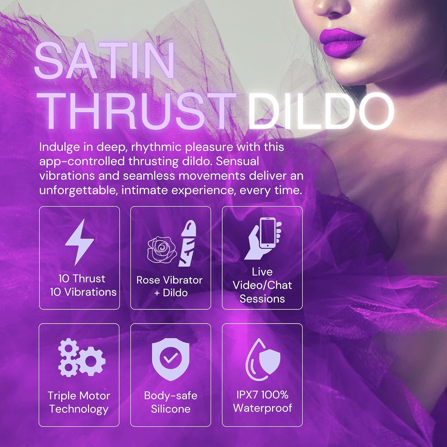 PLEASURE PULSE Thrusting Wearable G Spot Panty Vibrator Dildo Adult Sex Toys for Women, Men & Couples, Dual Motor App & Remote Control Long Distance Fun, Rose Clitoral Stimulation, Prostate Massager image number 6