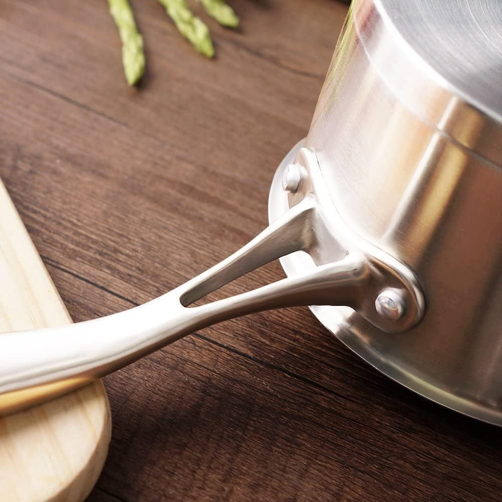 HOMICHEF Matte Polished Nickel Free Stainless Steel 1.75 Qt(Quart) Sauce Pan/Sauce Pot with Lid - Nickel Free Stainless Steel Sauce Pan 16Cm 1.6 Litre - Cookware Pots and Pans Sets image number 1