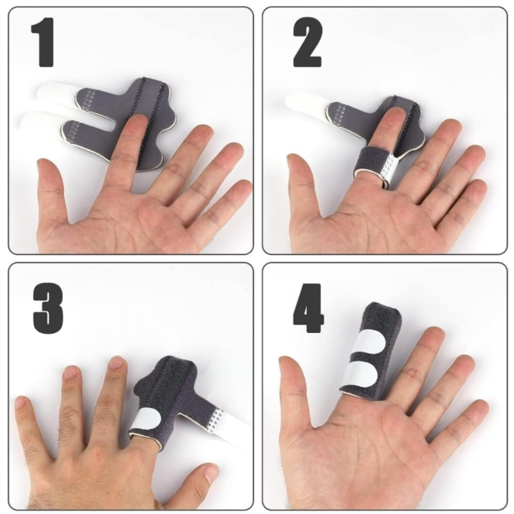 Fabselection 4Pcs Finger Splints, Finger Straightening Brace for Arthritis Finger Support for Trigger Broken and Strained Fingers (4, Pale Pink+Dark Gray+Red+Azure)