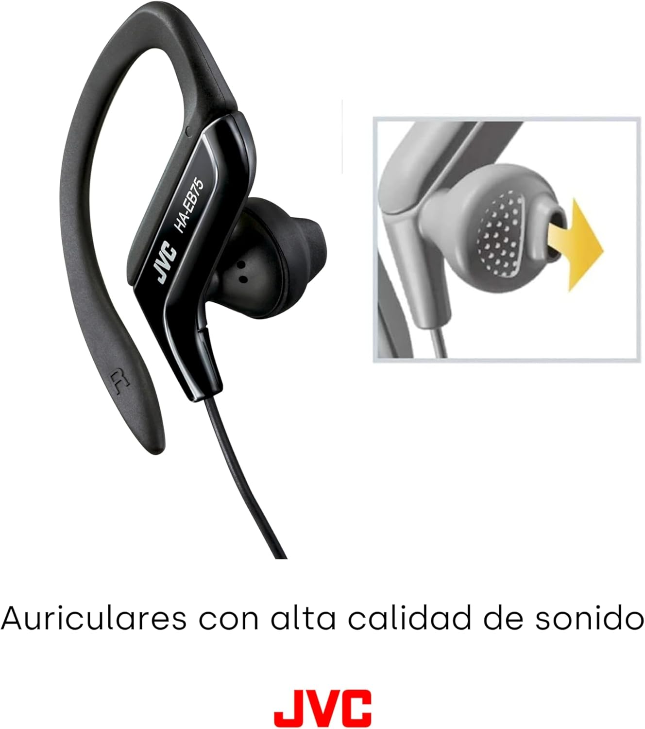 JVC HA-EB75-BN-U Ear Clip Sports Headphones - Splash Protection IPX2, Black image number 3