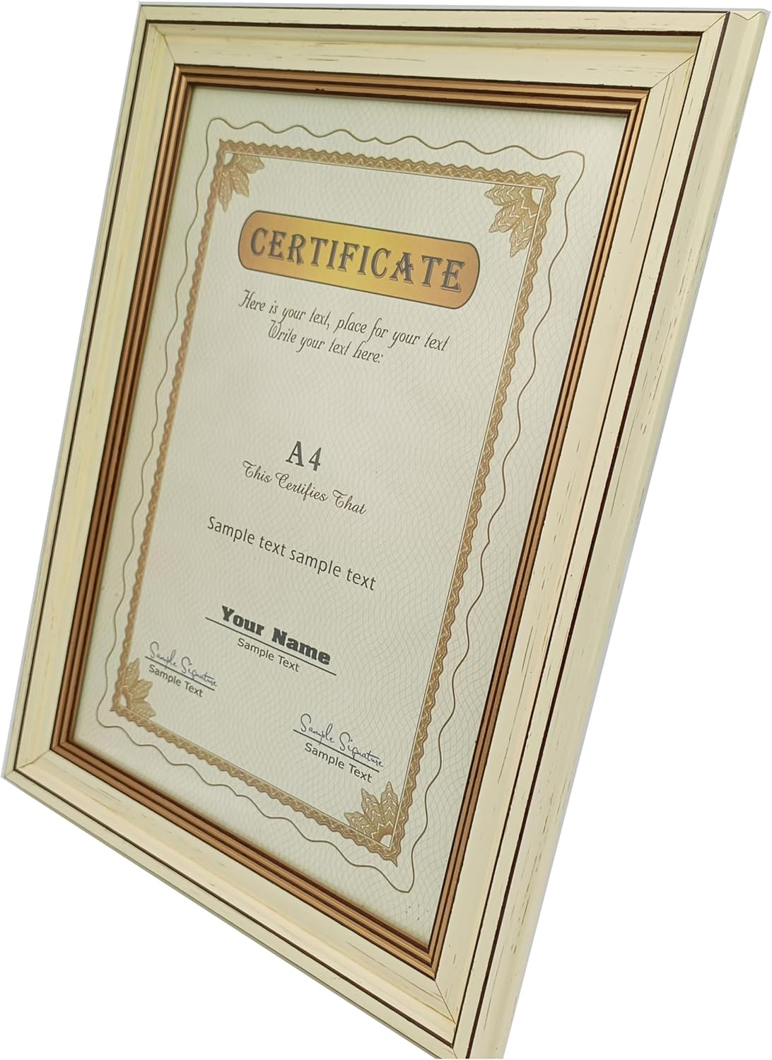 FRAMEWOLD A4 Picture Frames White. 8.3X11.7 Inch Photo. Plastic Panel(Not Glass).Milky White Frame.Gold Decorative Edge. image number 4