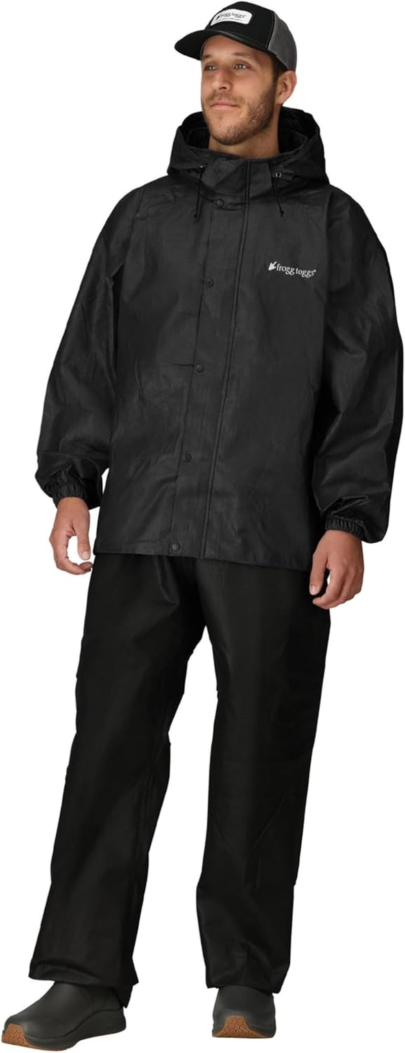 FROGG TOGGS Men'S Standard Classic All-Sport Waterproof Breathable Rain Suit, Stone Jacket/Black Pants, Medium