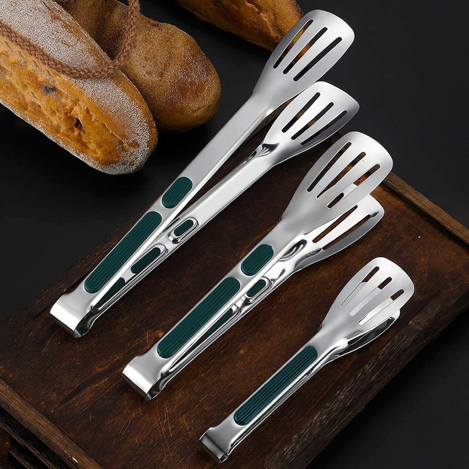 Taoluwin 3Pcs Kitchen Tongs Set, 3 Sizes Stainless Steel BBQ Tongs, Salad Tongs with Non-Slip Handles, Utility Tony for Grilling, Cooking, Serving image number 1