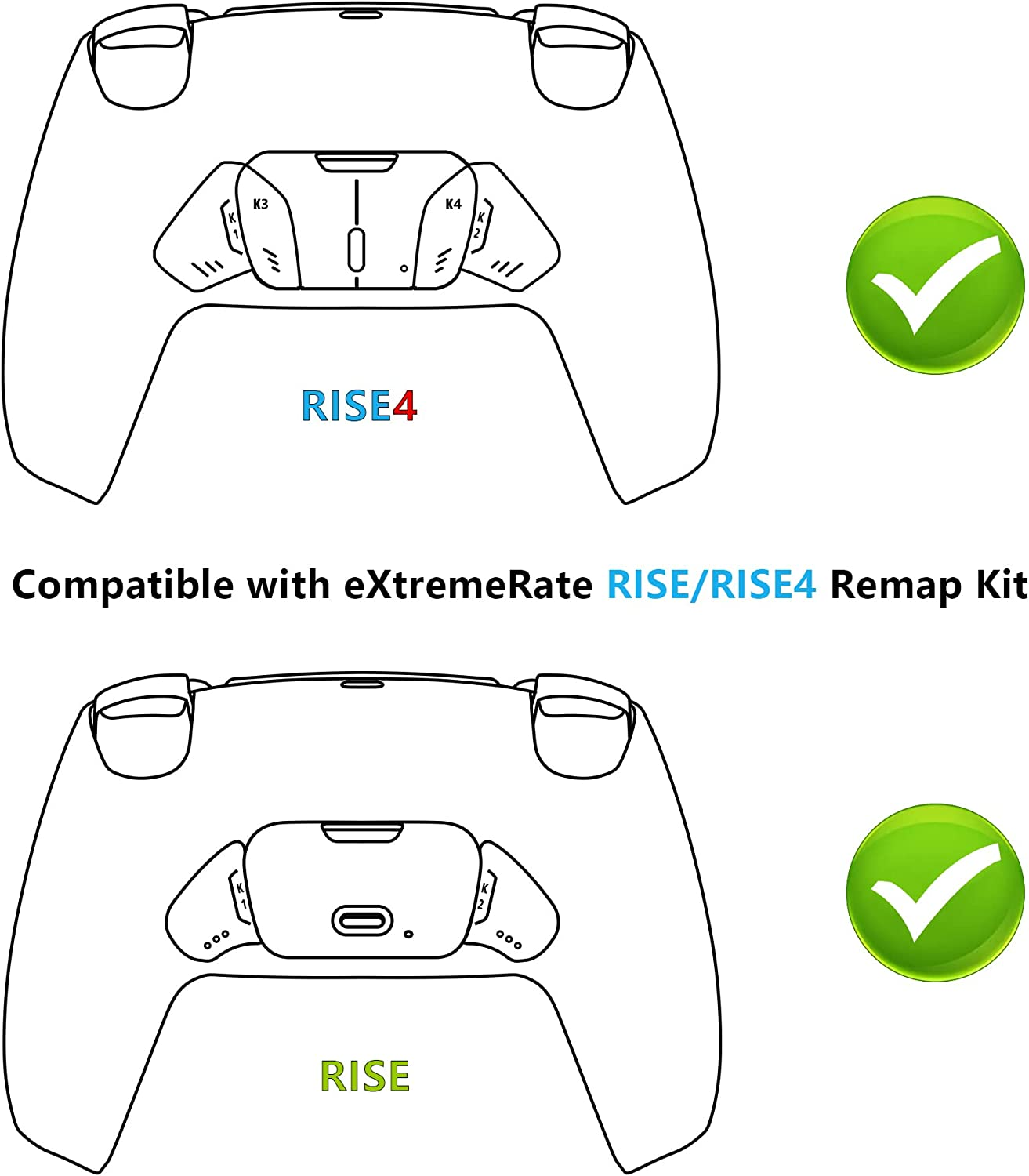 Turn Rise & RISE4 to RISE4 RMB Kit &ndash; Silver Real Metal Buttons (RMB) Version K1 K2 K3 K4 Back Buttons Housing & Remap PCB Board for PS5 Controller Extremerate Rise & RISE4 Remap Kit image number 1