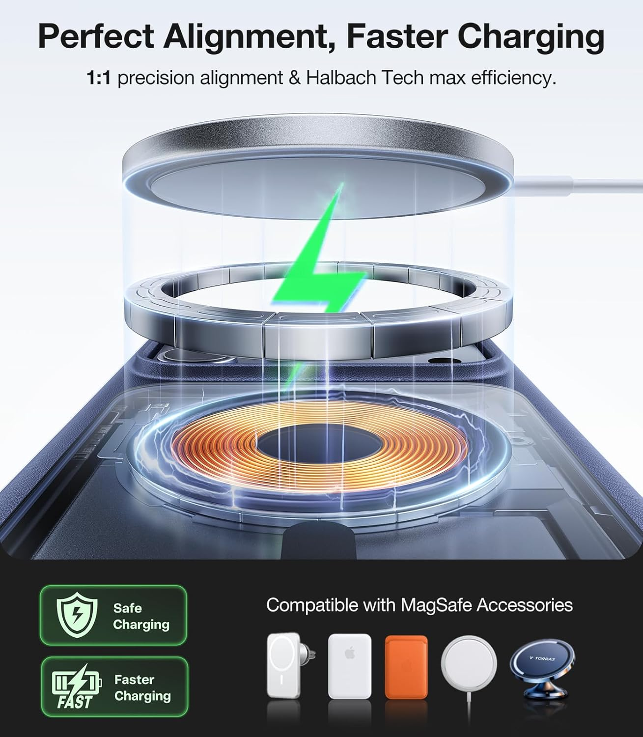 TORRAS Magnetic Shockproof for Iphone 17 Pro Max Case, Compatible with Magsafe, Military-Grade Drop Tested, Translucent Slim Protective 17 Pro Max Case Anti-Fingerprint Anti-Scratch, Deep Blue image number 6