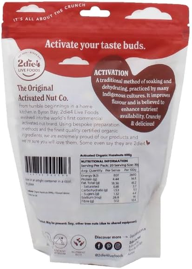 2Die4 Live Foods Activated Organic Hazelnuts 600G image number 2