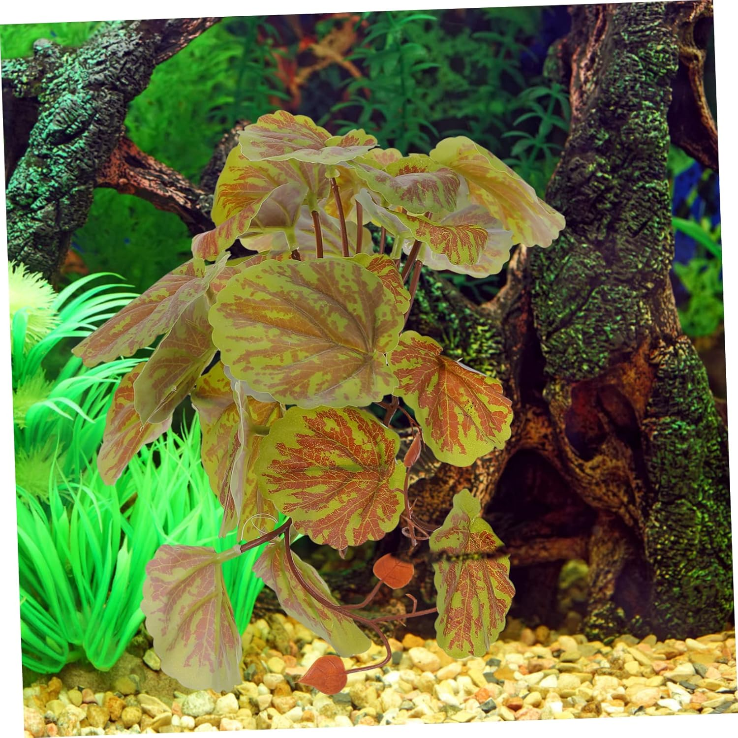 WOONEKY Artificial Aquarium Plant Lifelike Reptile Terrarium Decor with Begonia Leaves Stable Vibrant Plastic Fish Tank Plant for Reptile Tanks and Aquatic Landscapes image number 4