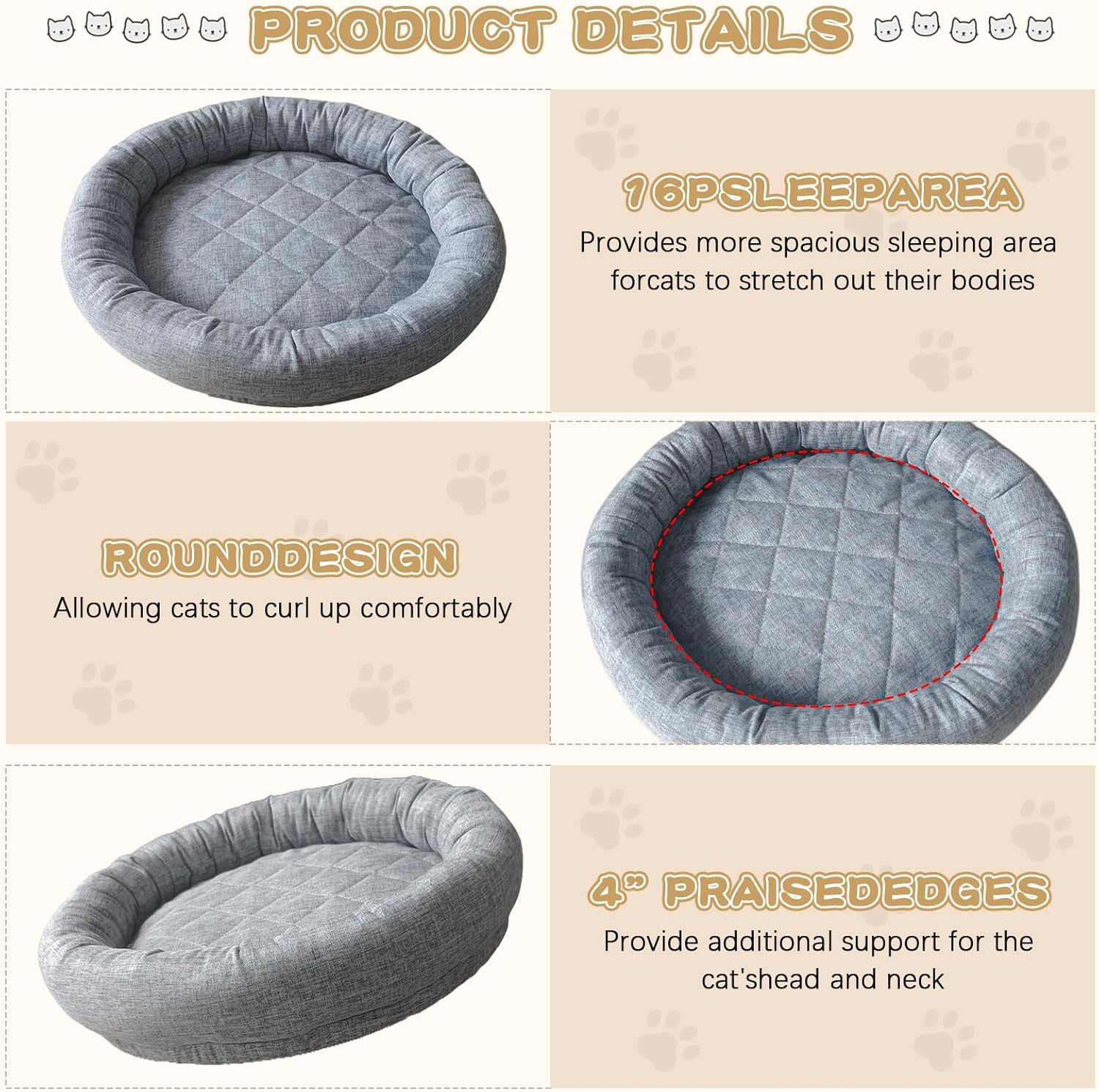 Xoxomeg Cat Bed for Desk, Desktop Pet Bed 360 Rotation & Adjustable Height, Soft & Comfortable Max Load 40 LBS for Home Office image number 4