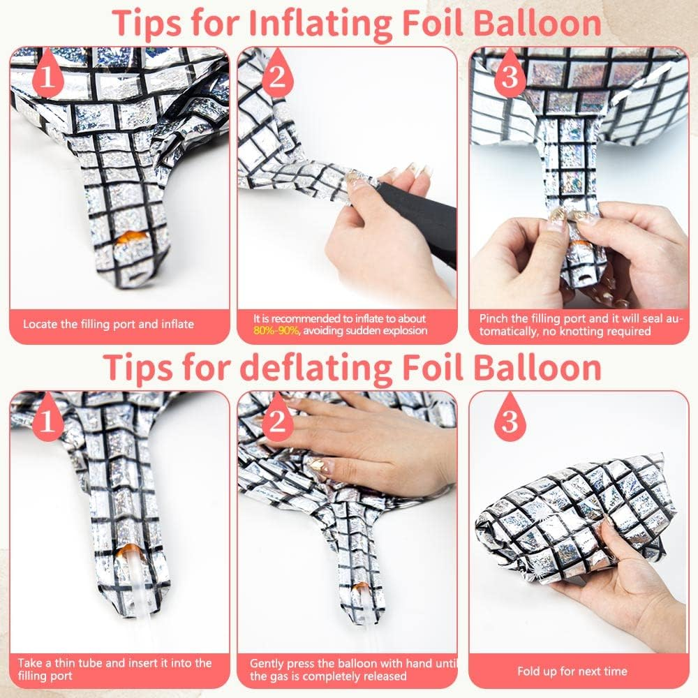 14 PCS Disco Ball Radio Boombox Roller Skate Glasses Gold Explosion Star Huge Foil Balloons Party Decoration Set for Birthday Bachelorette 70S 80S 90S Theme Disco Party Decor Supplies image number 6