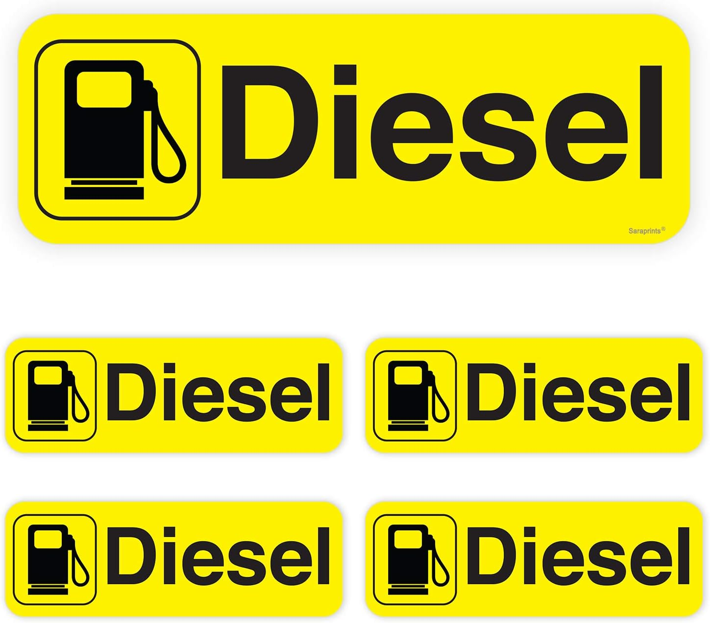 Pack of 5 Diesel Sticker for Fuel Cap Self Adhesive (64 X 22 Mm) Waterproof Diesel Stickers for Cars, Trucks Sara Prints&reg; image number 2