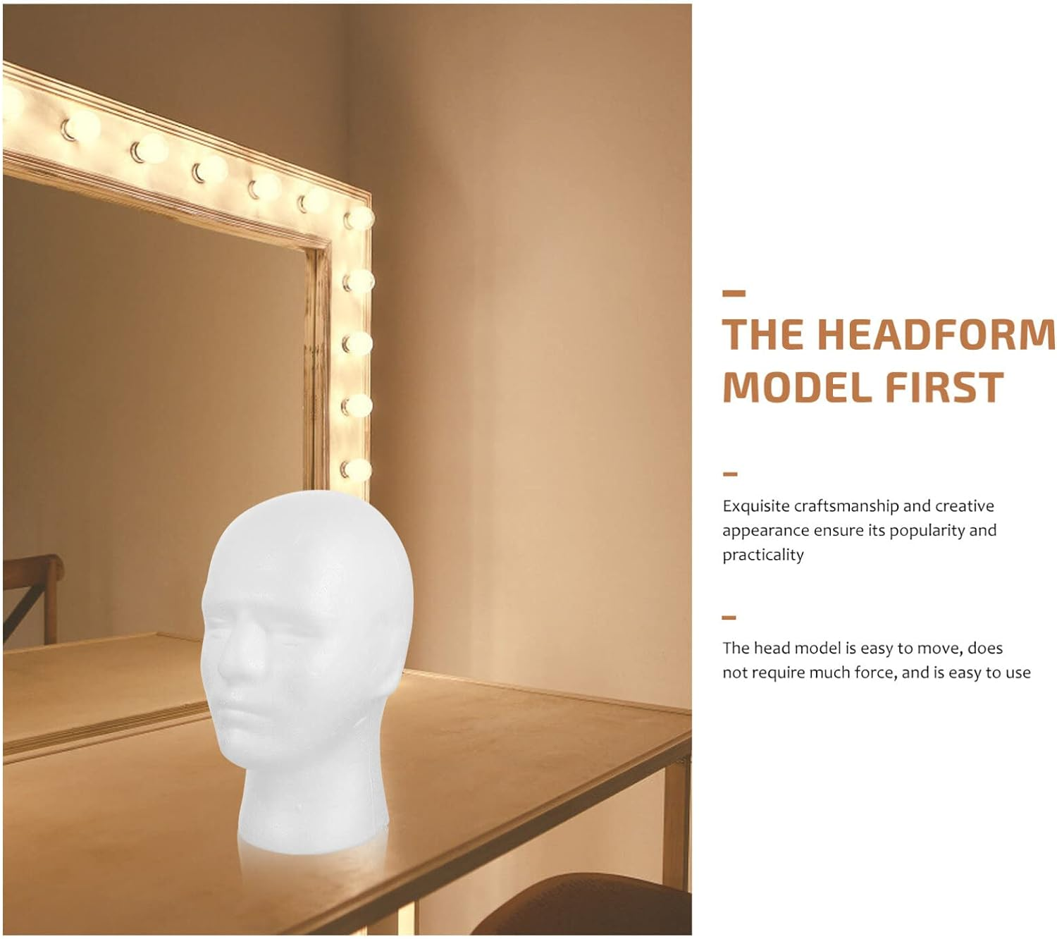 Totority Male Mannequin Head Model for Wig Hat Display 10.43In Foam Head for Salon Store Use Versatile Hair and Accessory Display Stand image number 5