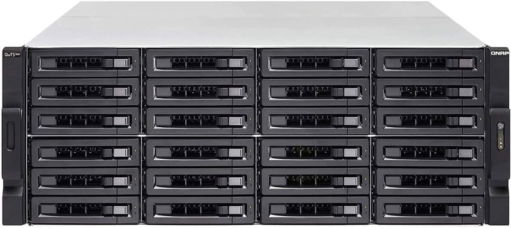 QNAP 24-Bay 4U Rp Rackmount NAS, Intel Xeon E-2236 6 Cores / 12 Threads 3.4 Ghz Processor, 128 GB ECC DDR4, 24 X 2.5"/3.5" SATA 6Gbps HDD/SSD