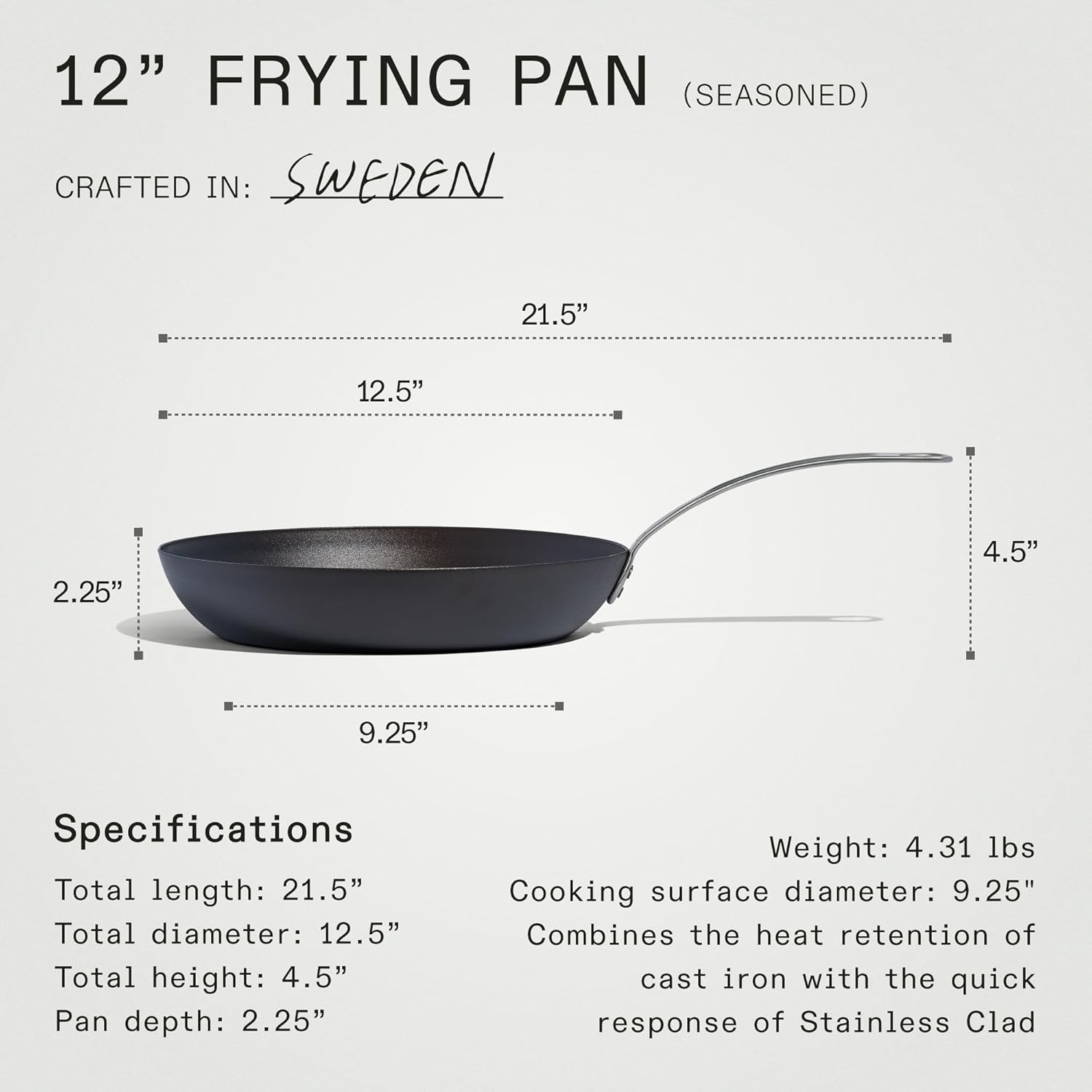 Made in Cookware - Seasoned 12" Carbon Steel Frying Pan - (Like Cast Iron, but Better) - Professional Cookware - Crafted in Sweden - Induction Compatible image number 6