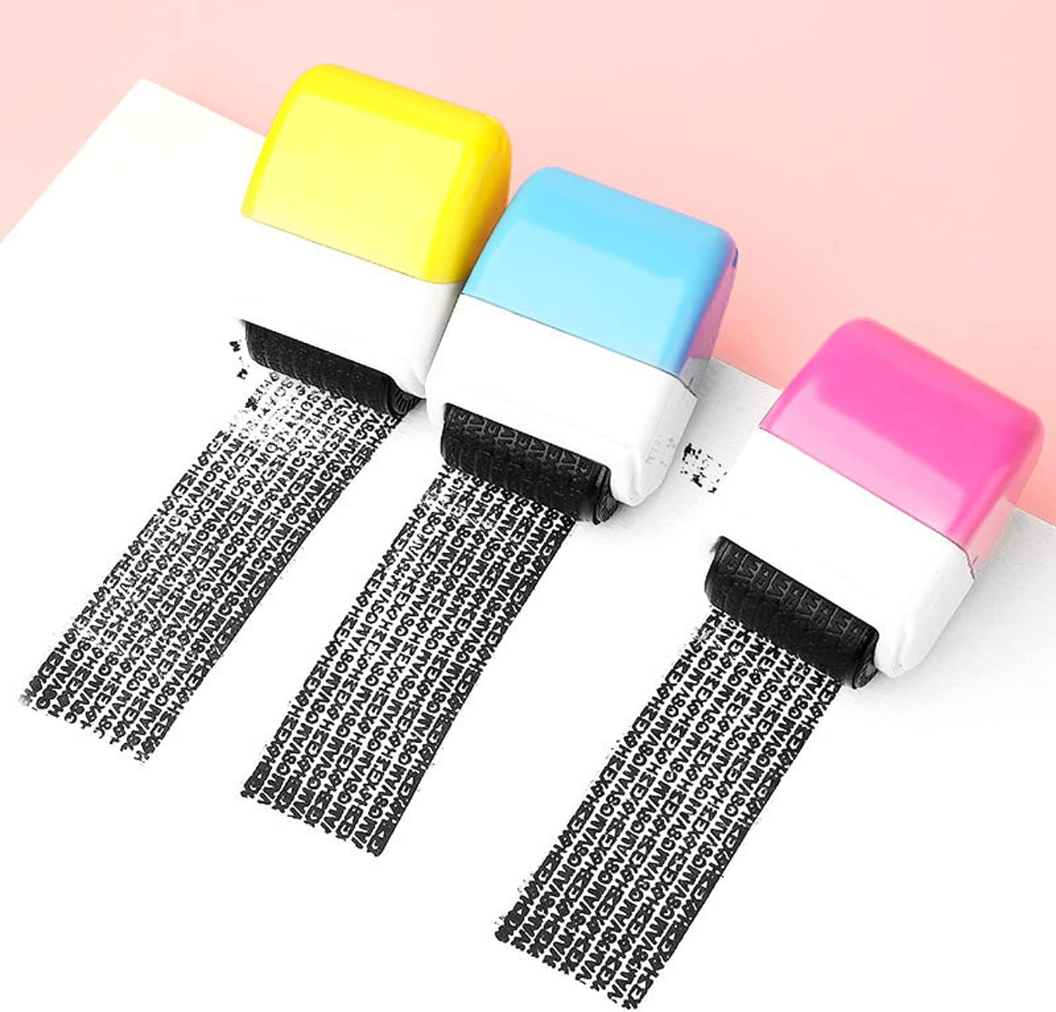 Pacify 3 PCS Identity Theft Protection Roller Stamp Wide Confidential Identity Data Guard Security Blocker Roller Stamps for School Home Office Privacy Protection (B-3PCS) image number 2
