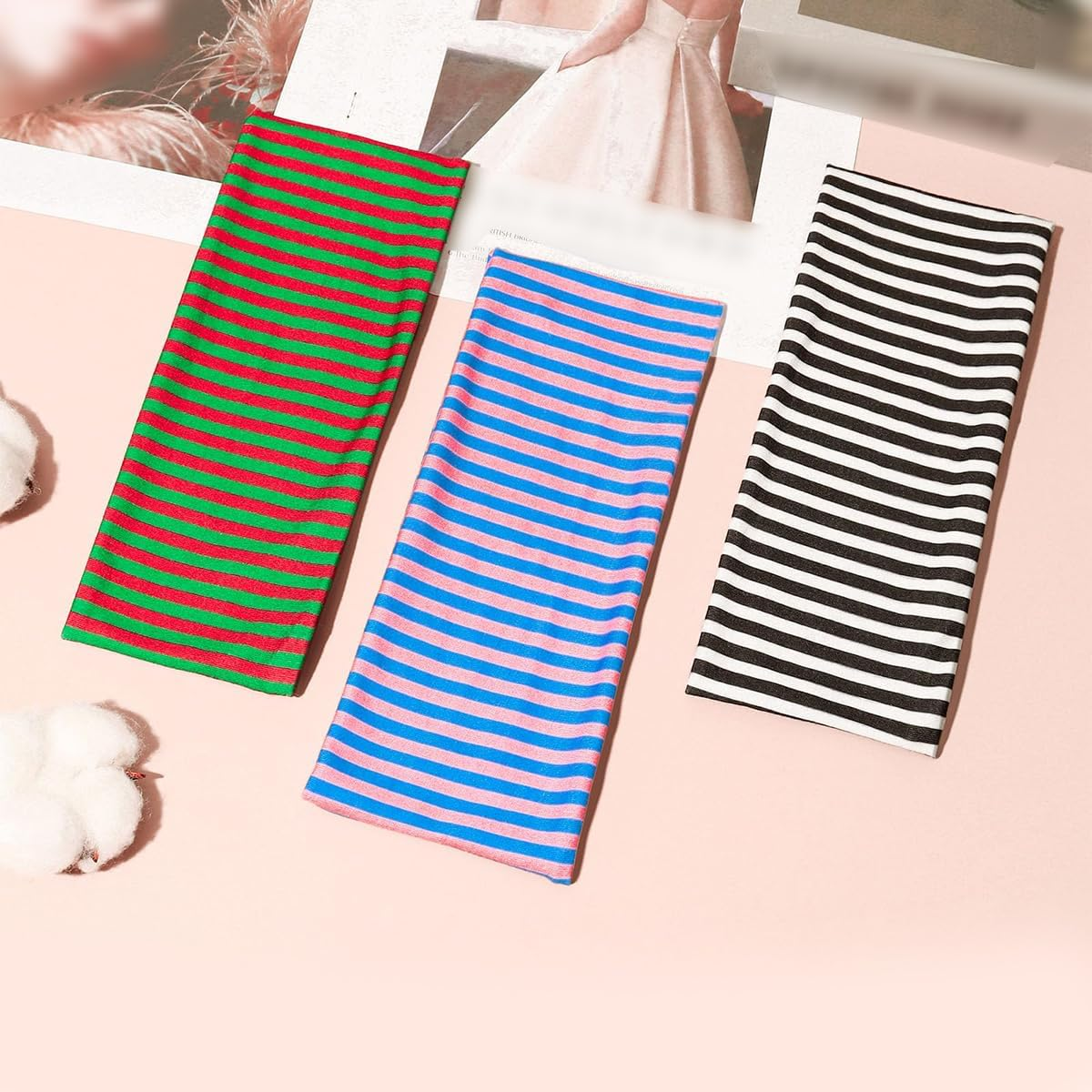 Enwye Headbands for Women, Non-Slip Wide Headbands, Breathable, Sweat-Wicking Hair Bands (Pack of 3, Striped Headband) image number 5