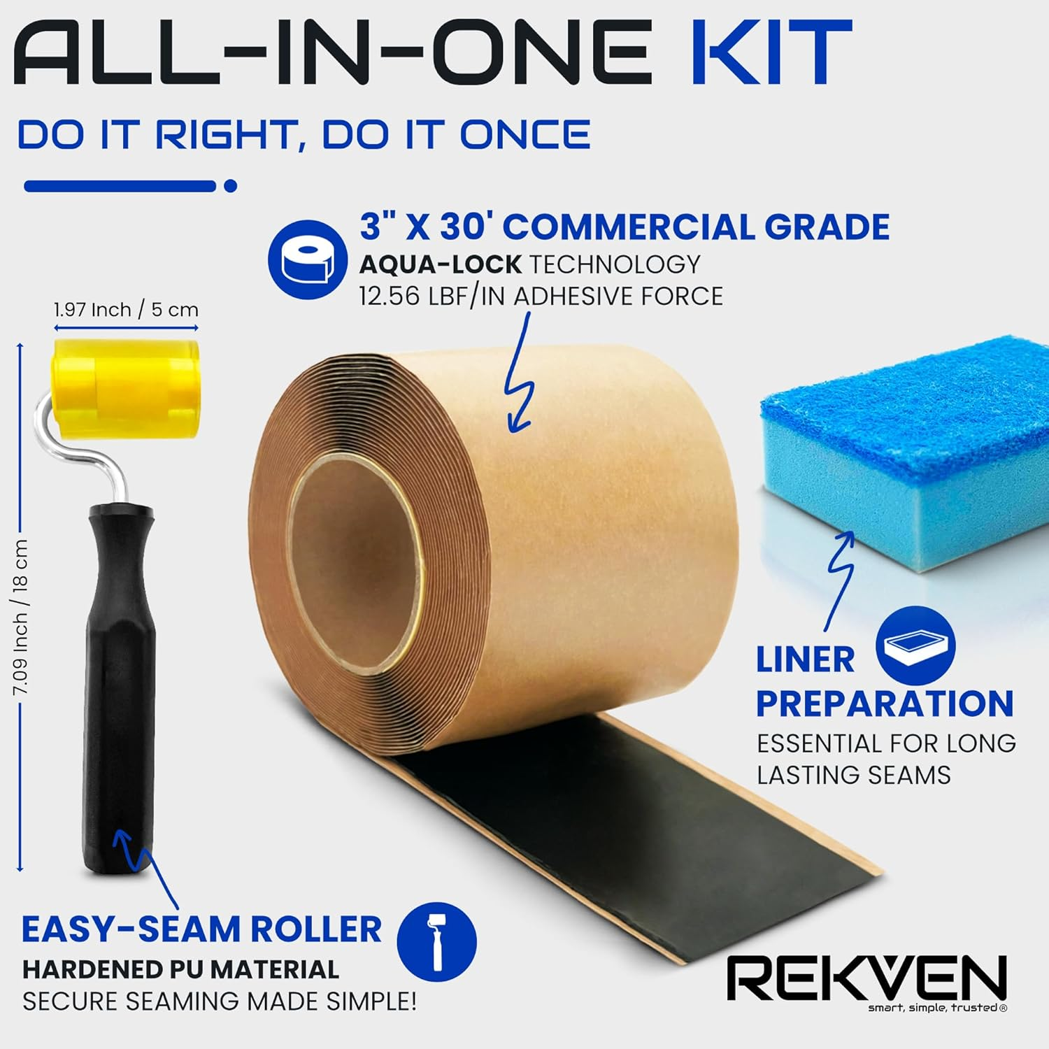 REKVEN - Pond Liner Seam Tape, Double Sided Butyl Adhesive, 3" X 30' image number 6