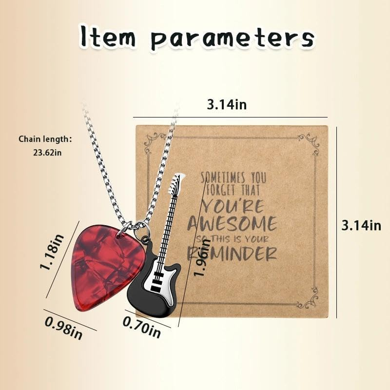 Guitar Pick Necklace for Women Men Friend Christmas Birthday Gifts for Music Lovers Guitarsic Necklace for Musician Guitarist Motivational Inspirational Gift Music Musical Necklaces image number 3