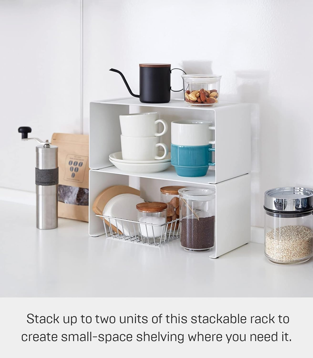 Yamazaki Home Tower Stackable Kitchen Rack &ndash; Storage Organizer Counter Shelf image number 6