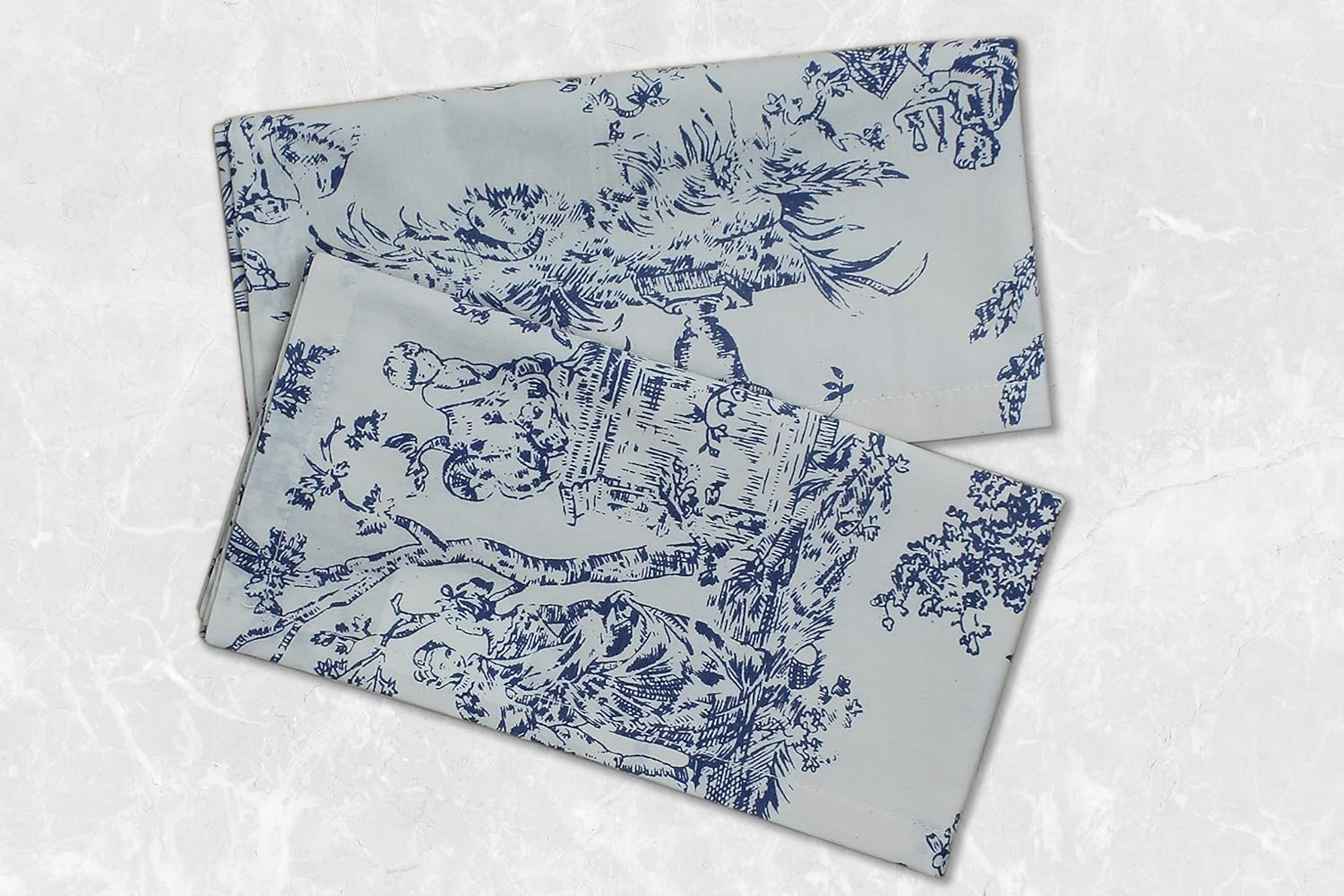 Cotton Craft Cloth Napkins - Set of 12-100% Cotton Reusable Napkin -Country French Toile Dinner Napkin -Everyday Christmas Thanksgiving Holiday Spring Summer Party Gift - Soft Absorbent -18X18- Navy image number 2
