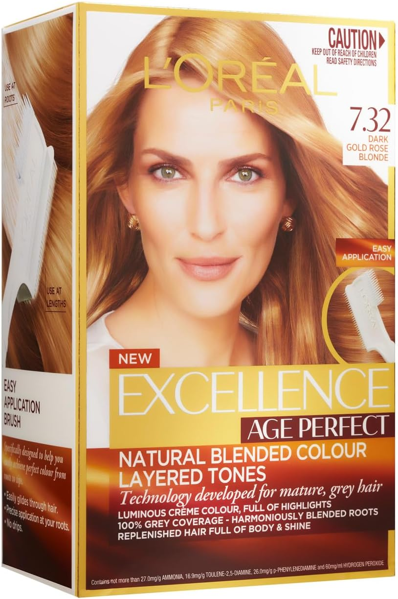 L'Or&eacute;al Paris Excellence Age Perfect Permanent Hair Colour - 7.32 Dark Gold Rose Blonde (Natural Blended Colour)