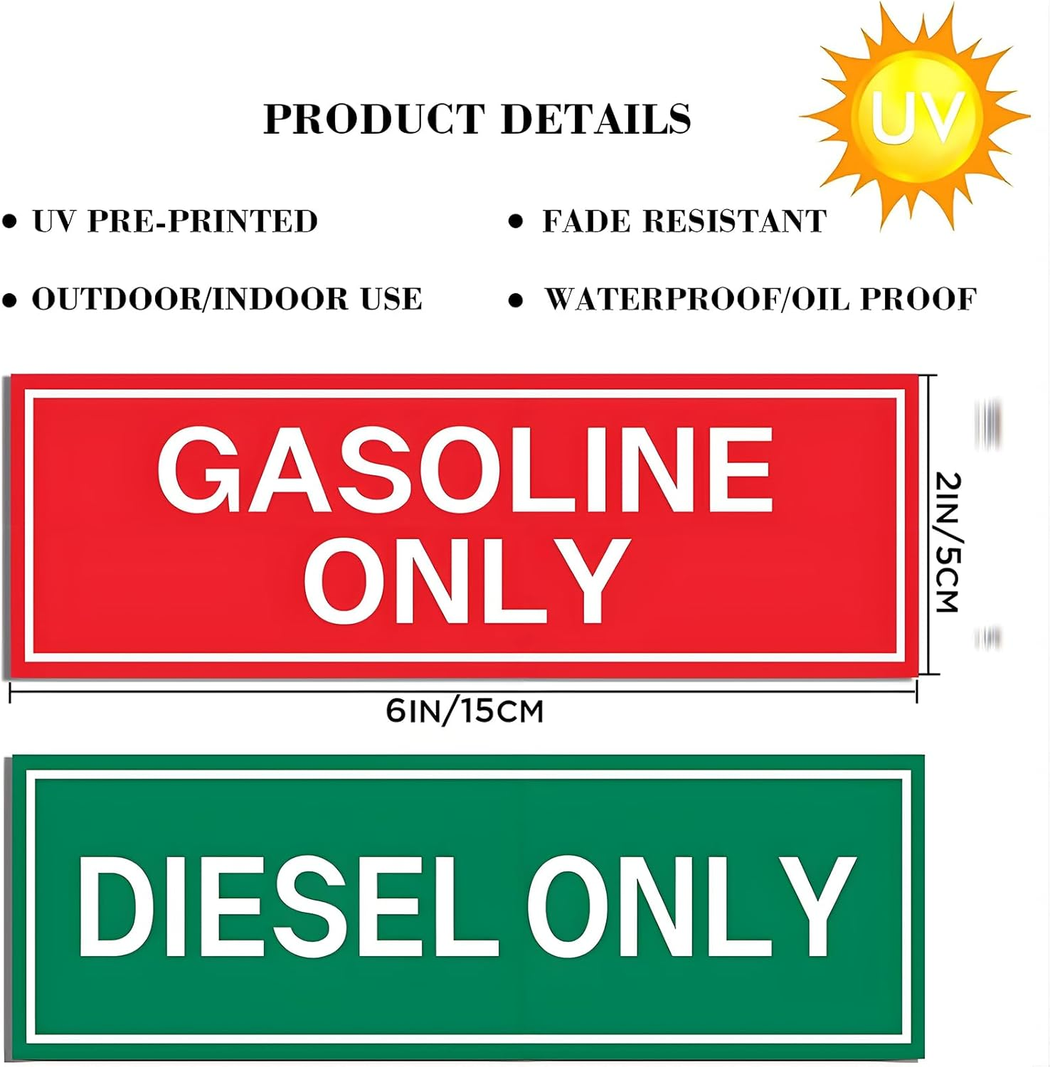 6Pc Gasoline Only Stickers for Fuel Tank | Vinyl Waterproof and Sunburn Resistant Diesel Only Decals for Fuel Cans,Gas Caps,Heavy Duty Trucks,Trucks, Tractors image number 3