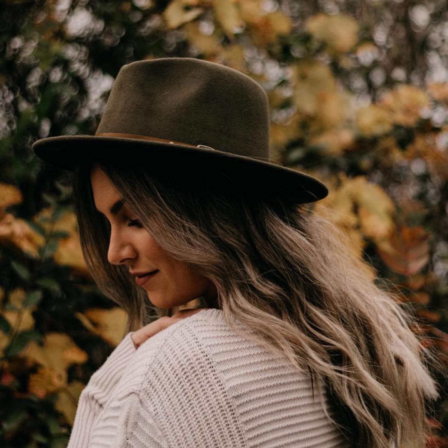 Muryobao Womens Classic Wide Brim Panama Hat Belt Buckle Wool Felt Fedora Hat image number 5