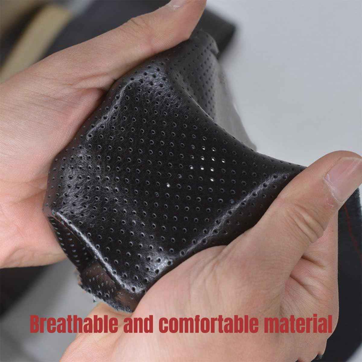 AIMALL Real Cow Leather DIY Car Steering Wheel Cover - Soft Glossy Finish, Fits 37Cm-38Cm (15 Inches) Steering Wheels image number 5