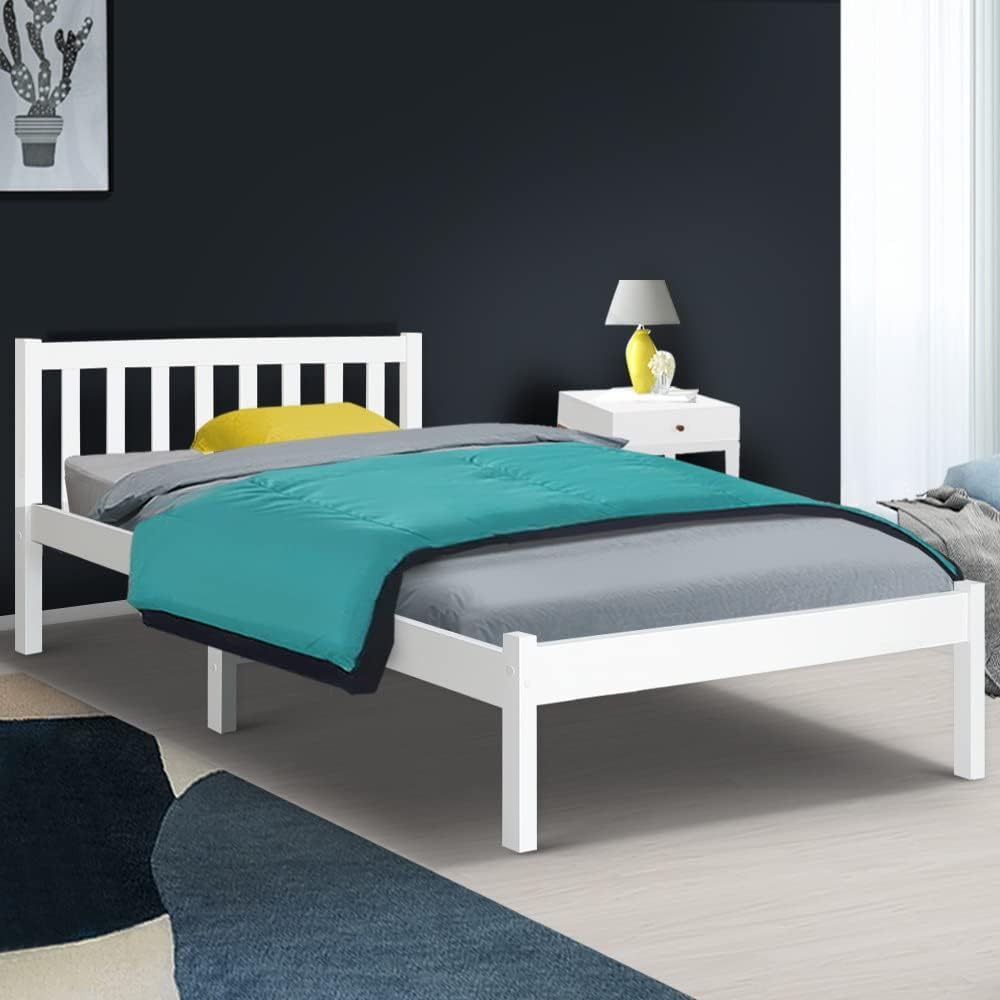 Artiss King Single Bed Frame Platform Wooden Timber Frames Beds Base Bedroom Room Decor Home Furniture White for Kids, Toddler and Adult, Modern Design image number 6