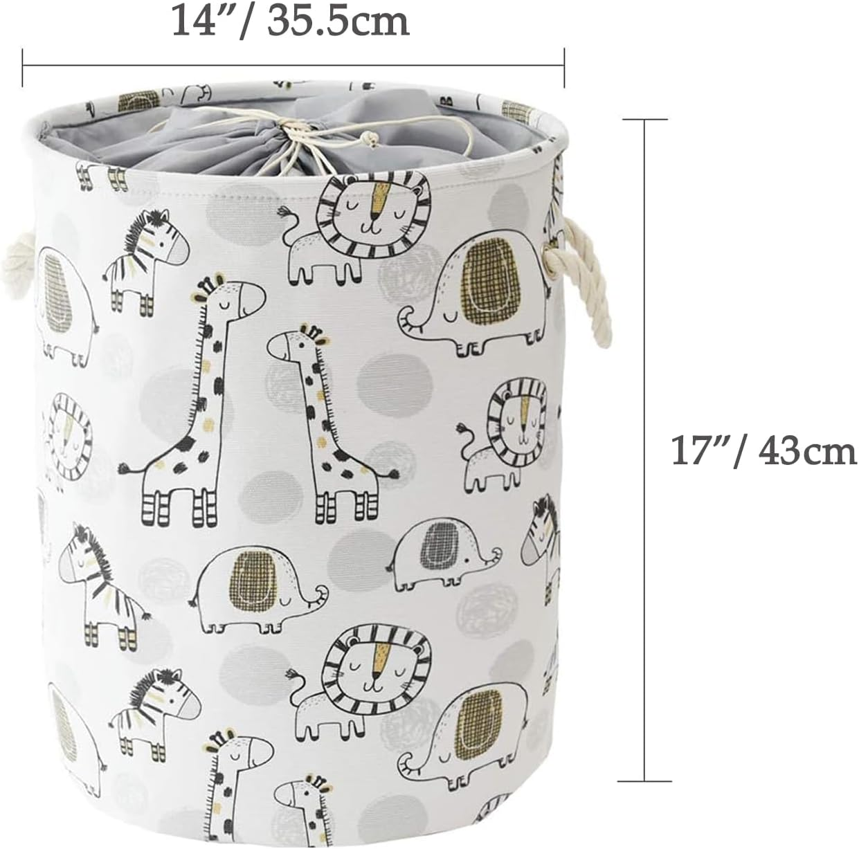 Inough Baby Hamper Laundry Basket, Laundry Hamper for Boys, Kids Storage Basket Animal Basket, Safari Nursery Decor Toy Storage Organizer with Drawstring Closure Nursery Hamper for Toddler(Giraffe) image number 6