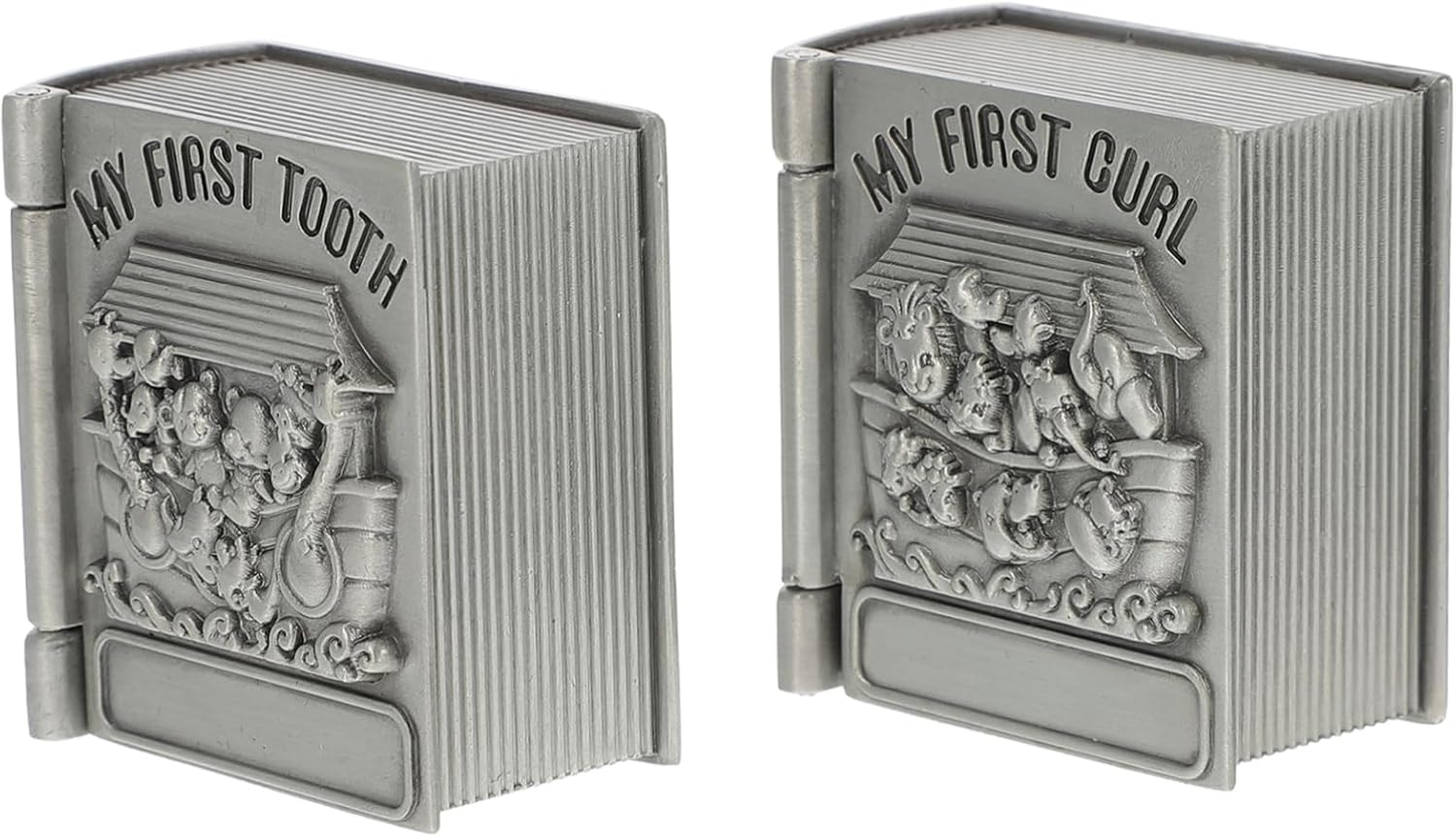 Baby First Tooth and Curl Storage Box for Kids, Metal Keepsake Organizer Vintage Silver Design, 2 Pcs Set for Preserving Baby Teeth and Hair image number 6