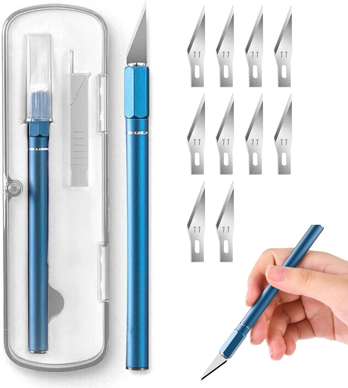 12 Pcs Exacto Knife Set with Case,For Crafting, Art, Hobby Knife for Fondant, Craft Knife Exacto, Precision Knife for Crafts, Leather, Art Knife Se.Precision Knife with #11 Blades (Gray)