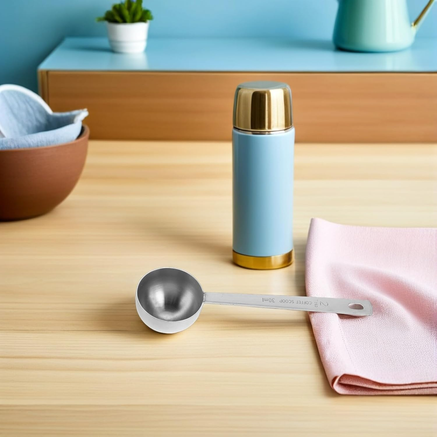 DEARMAMY 2Pcs 30Ml Stainless Steel Coffee Measuring Spoons, Metal Scoop for Coffee Beans, Espresso, Baking and Loose Tea, Sturdy Silver Kitchen Scoop for Home Use image number 5