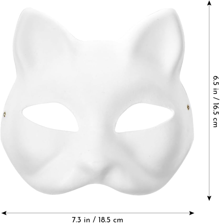 STOBOK 10Pcs White Masks DIY Cat Half Animal Masquerade Blank Paintable Halloween Masquerade for Halloween Decorations Role Playing for Kids and Adults