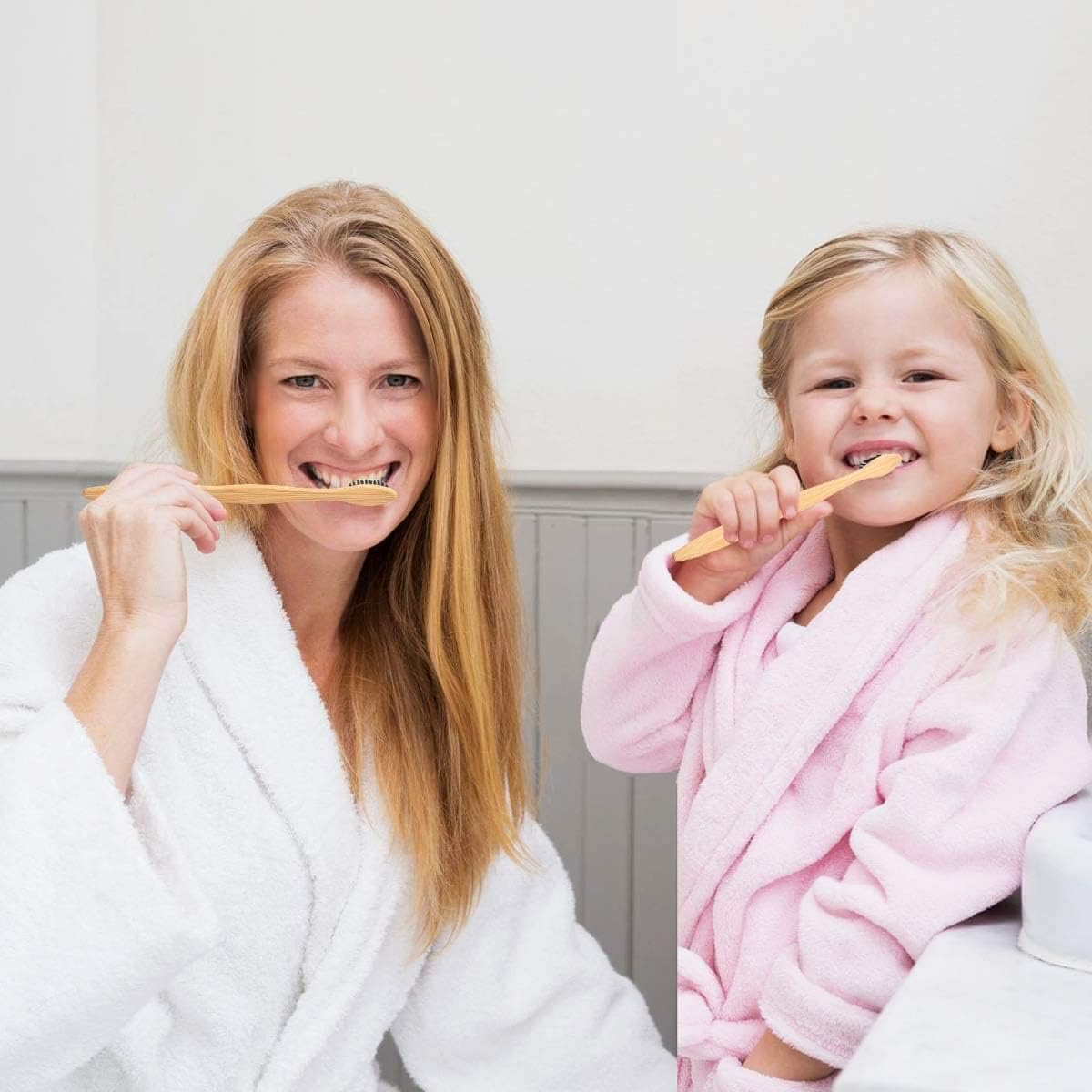 Goaycer Eco Friendly Bamboo Toothbrush, 10Pack Medium Firm Bristles Biodegradable Bulk Wooden Toothbrushes - 10Pcs 2 Color image number 2