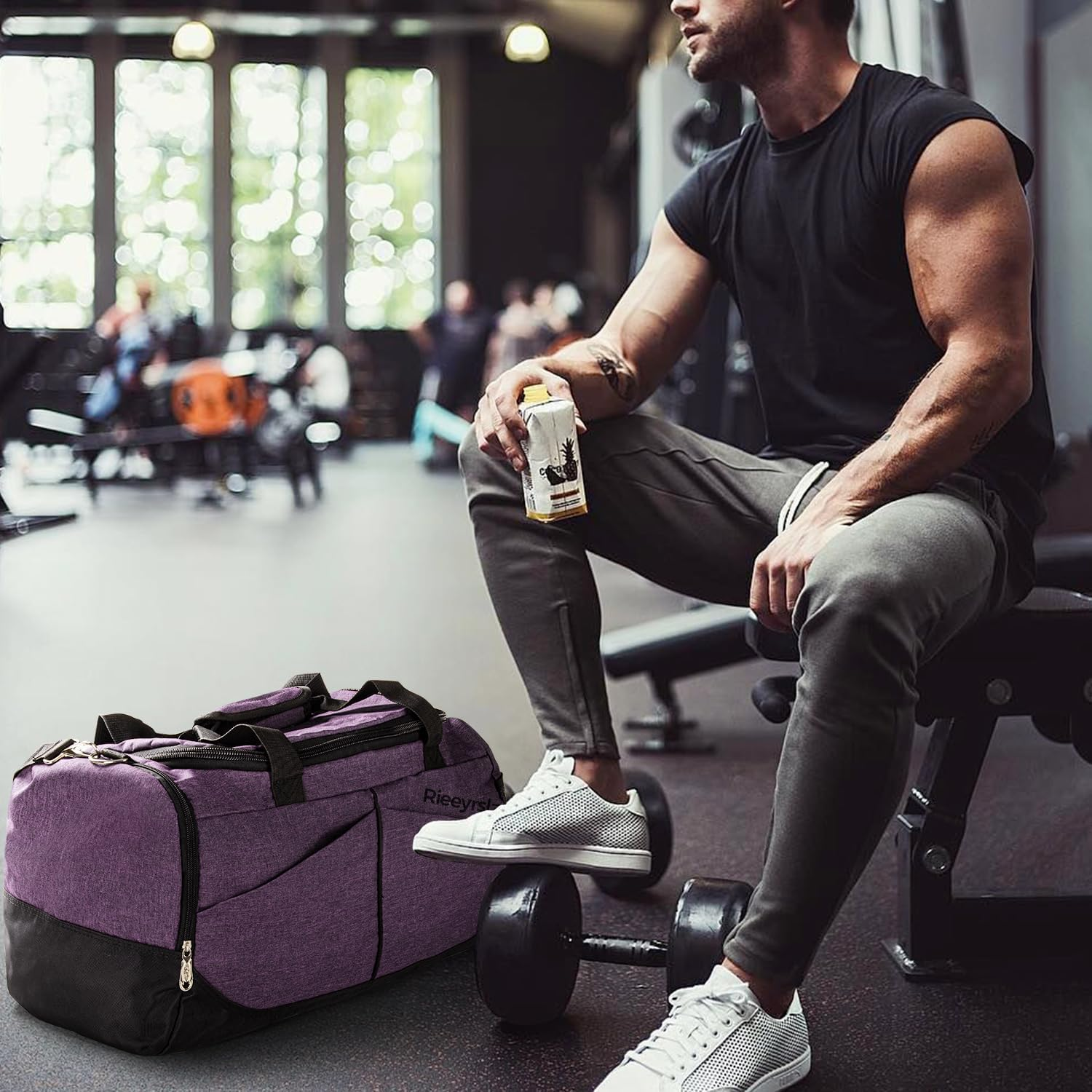 Sport Duffle Bag Sports Gym Bag with Shoes Compartment image number 1