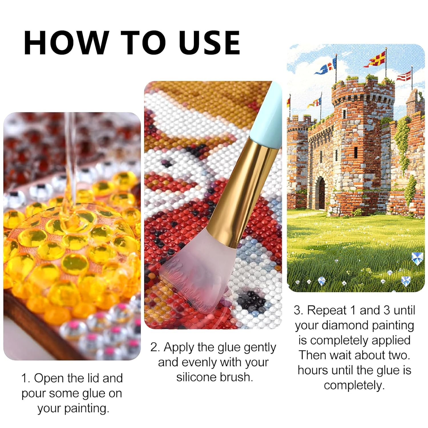 Diamond Painting Sealer 1 Pack 200ML 5D Glue Sealer Permanent Hold & Shine Effect Accessories Glue for Diamond Painting, Puzzles and DIY Craft