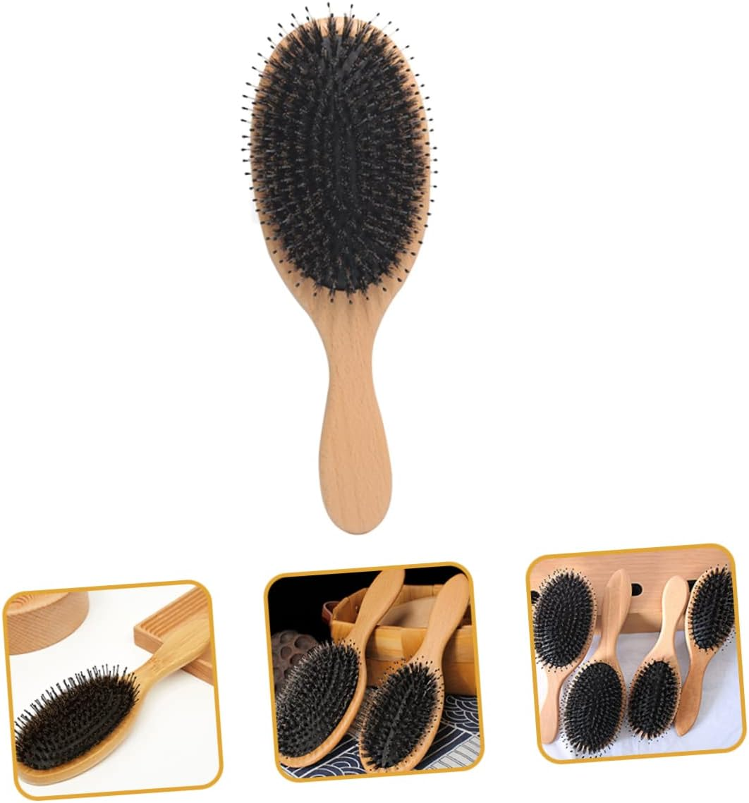 MOTHNUR Boar Bristle Hair Brush for Women Paddle Comb Detangling and Styling Brush for Thick Hair image number 3