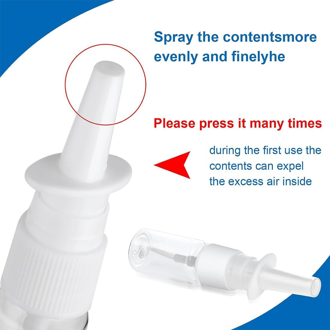 WKRTDY 6 Empty Nasal Spray Bottles for Refill with 2 Droppers Fine Spray Mist for Cosmetics, Perfume & Salt Water (10 Ml) - Practical Spray Bottles image number 2