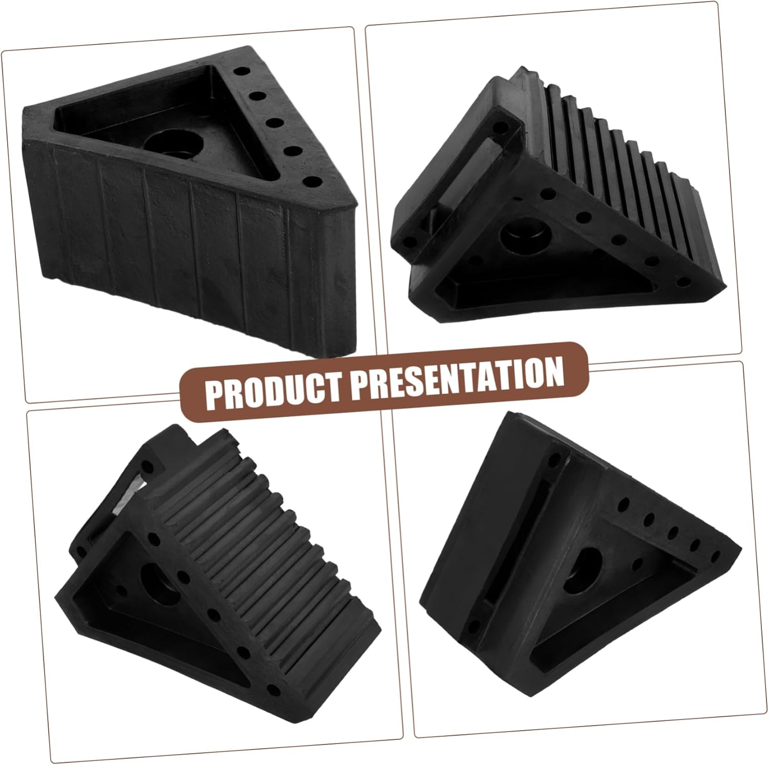 BCOATH Heavy Duty Rubber Wheel Slip Stopper for Trailer Tyre Block Prevents Sliding Slopes Folding Wheel Chocks for Car Accessories image number 5