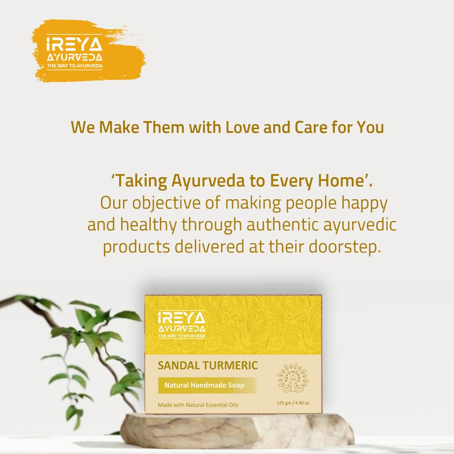 Ireya Ayurveda Turmeric Sandal Soap - 125 G - Soap Bar - Vegan - Handmade Soap - Moisturizing Soap image number 2
