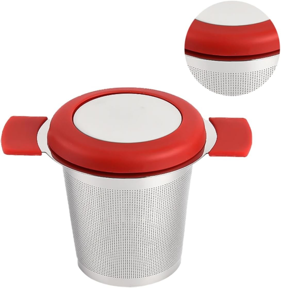 UTHCLO Practical Tea Infuser Filter Loose Leaf Tea Infuser Coffee Filters Infuser for Loose Strainer Trap Mug Filters Espresso Ground Coffee Stainless Steel Leaker Red image number 1