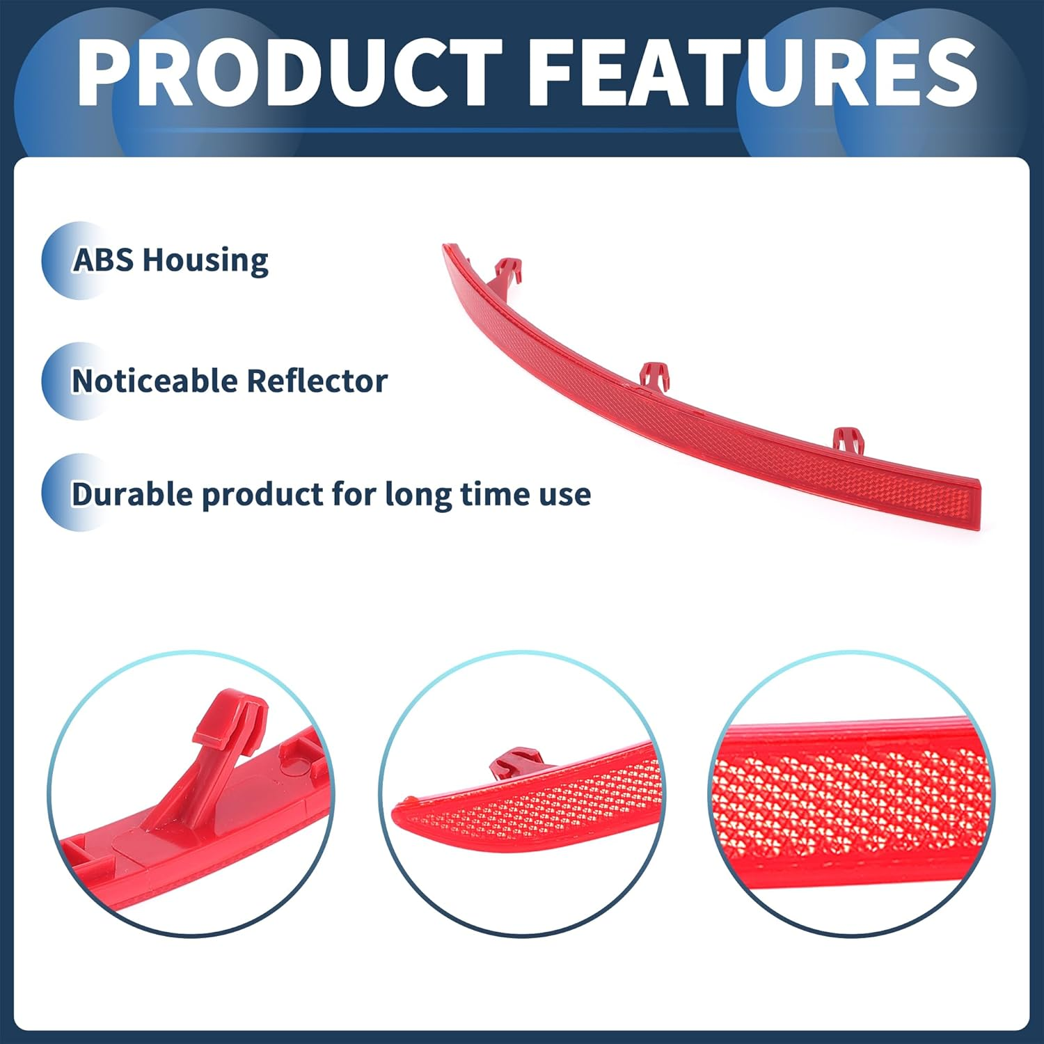 X AUTOHAUX Bumper Reflector Rear Left 11.22"X0.79" Bumper Reflector Side Marker No.5N0945105 for Volkswagen Tiguan 2010-2017 Plastic Red Durable image number 3