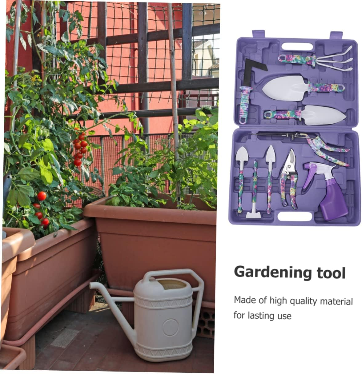 10Pcs Gardening Tool Set Shovel Trowel Rake Shears Cutter Spray Bottle Durable Stainless Steel Handle