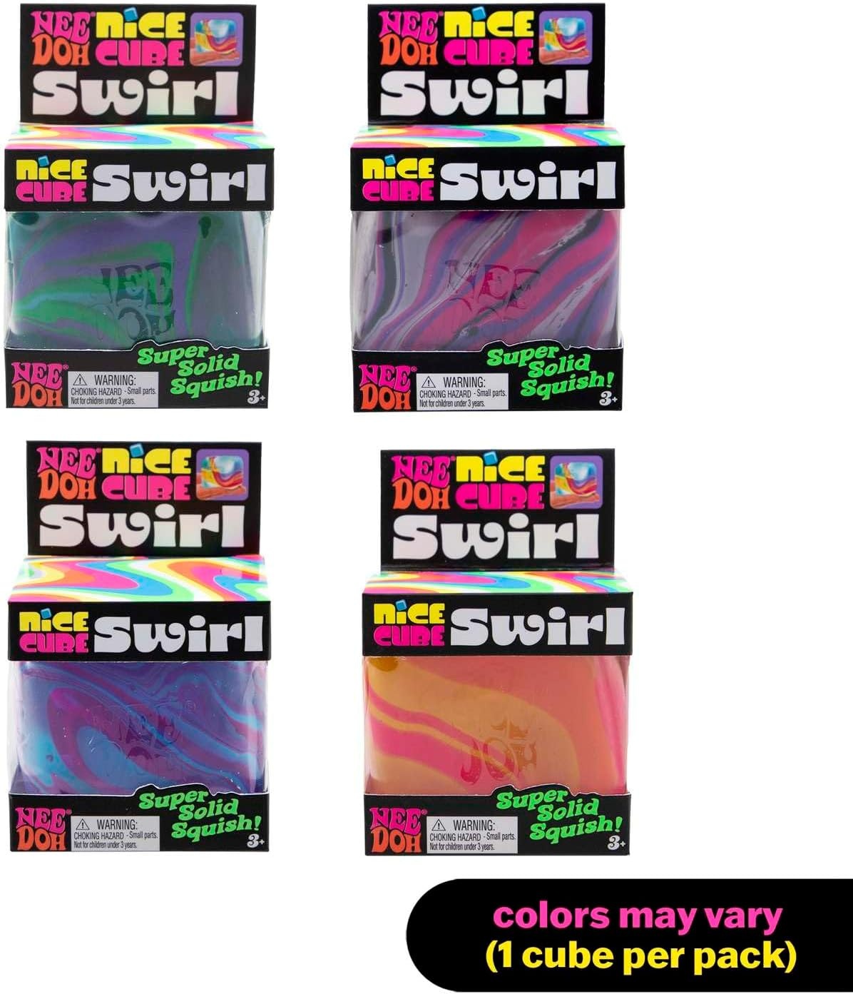 Needoh Nice Cube Swirl- Squishy Colourful Stress Toy, Soft & Stretchy Fidget for Sensory Play, Swirled Ice Cube-Inspired Design, Stress Relief for Kids & Adults, Fun Collectible, Assorted Colours image number 5
