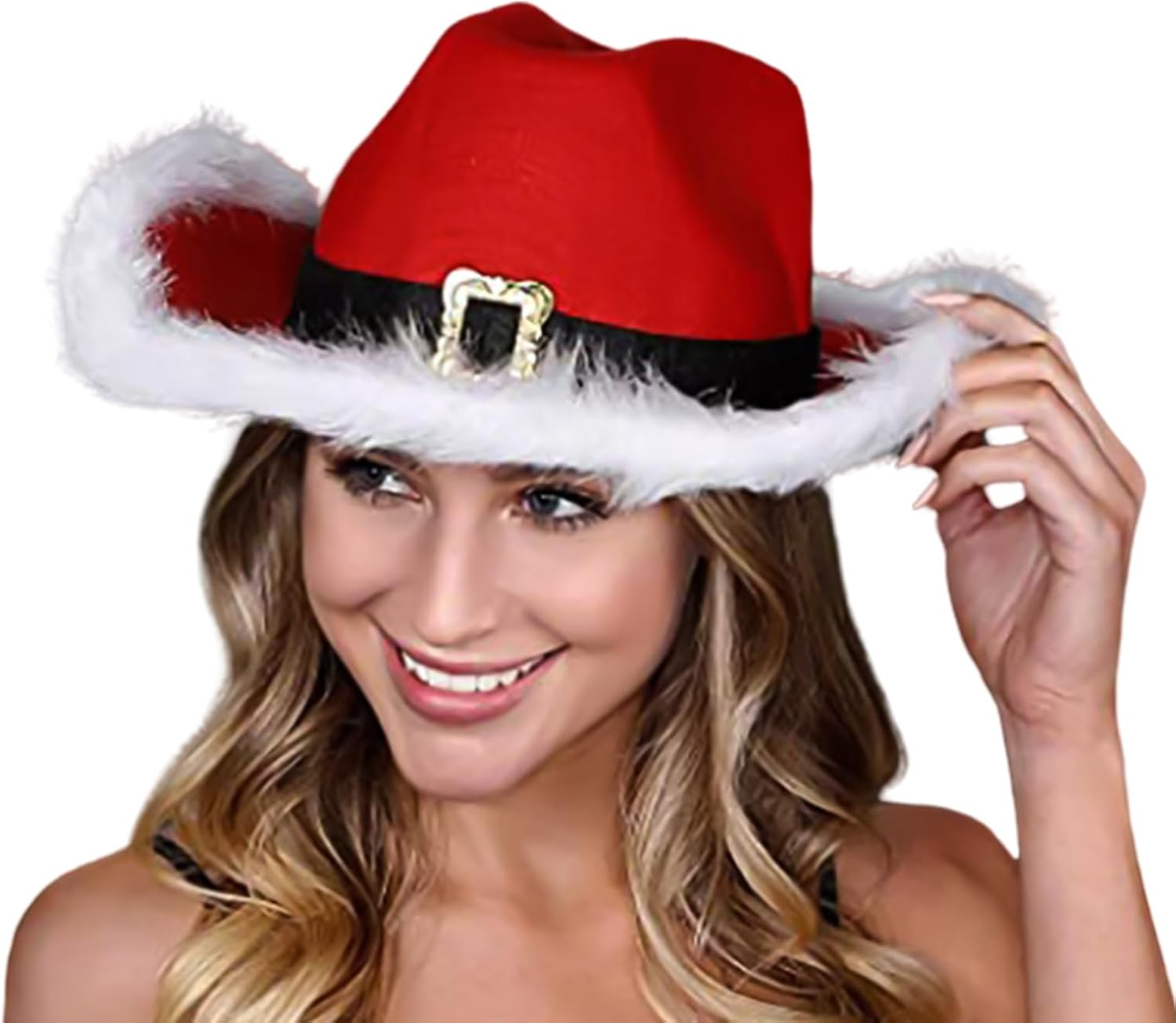 Santa Cowboy Hat | Christmas Western Costume Accessories, Cosplay Prop for Santa and Cowboy Costumes - Borato image number 1
