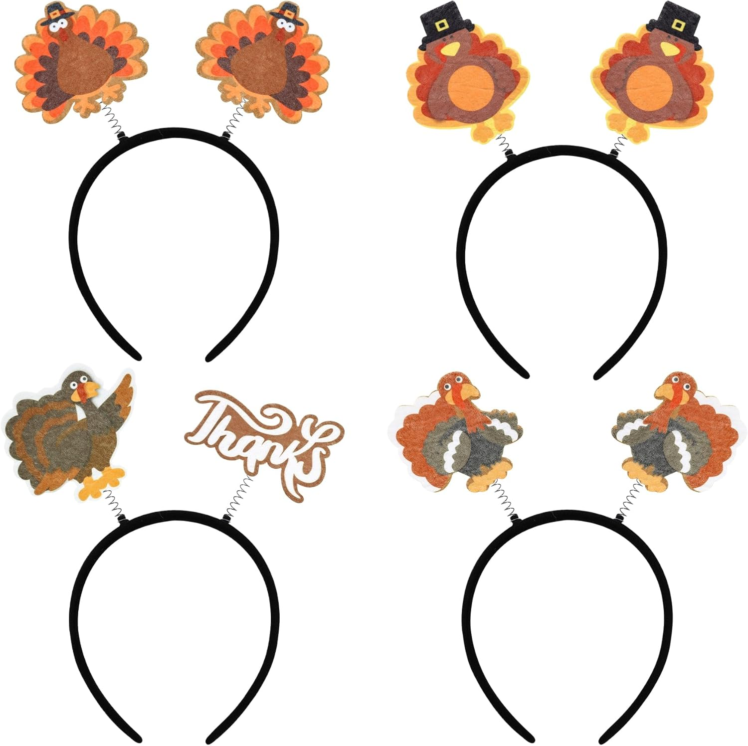 Yolyoo 4PCS Thanksgiving Turkey Headband Boppers for Thanksgiving Costume Accessories Headband Party Favors image number 2