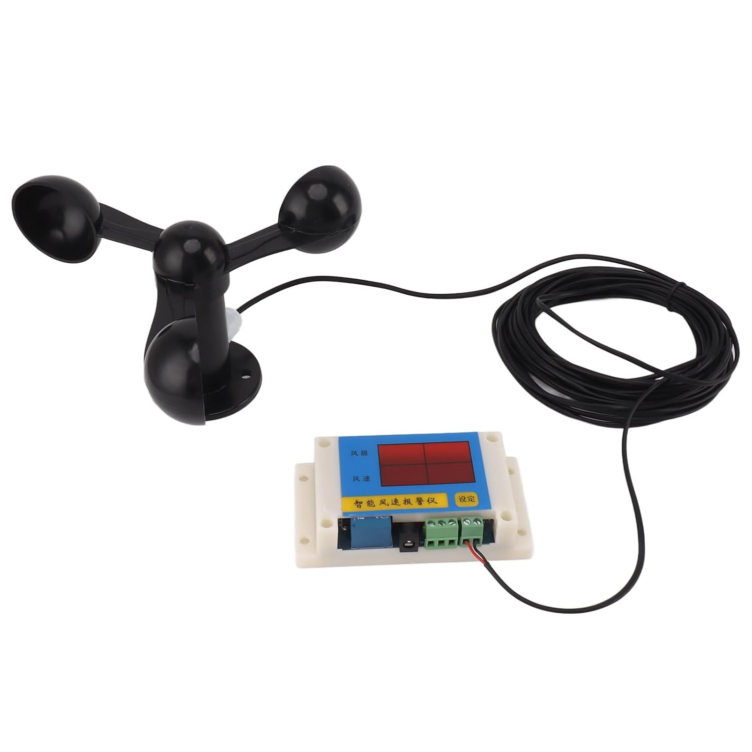 Weather Stations and Accessories,Weather Station Wind Speed Alarm Tower Crane Aluminum Alloy Wind Cup Wind Speed Alarm Tower Crane Anemometer 5V image number 3