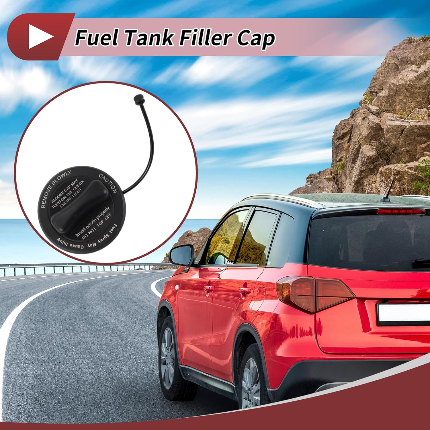 X AUTOHAUX Gas Fuel Cap for Mercedes-Benz CLA45 AMG 2014-2018 Fuel Tank Cap No.A2224700005 Black White Blue image number 3