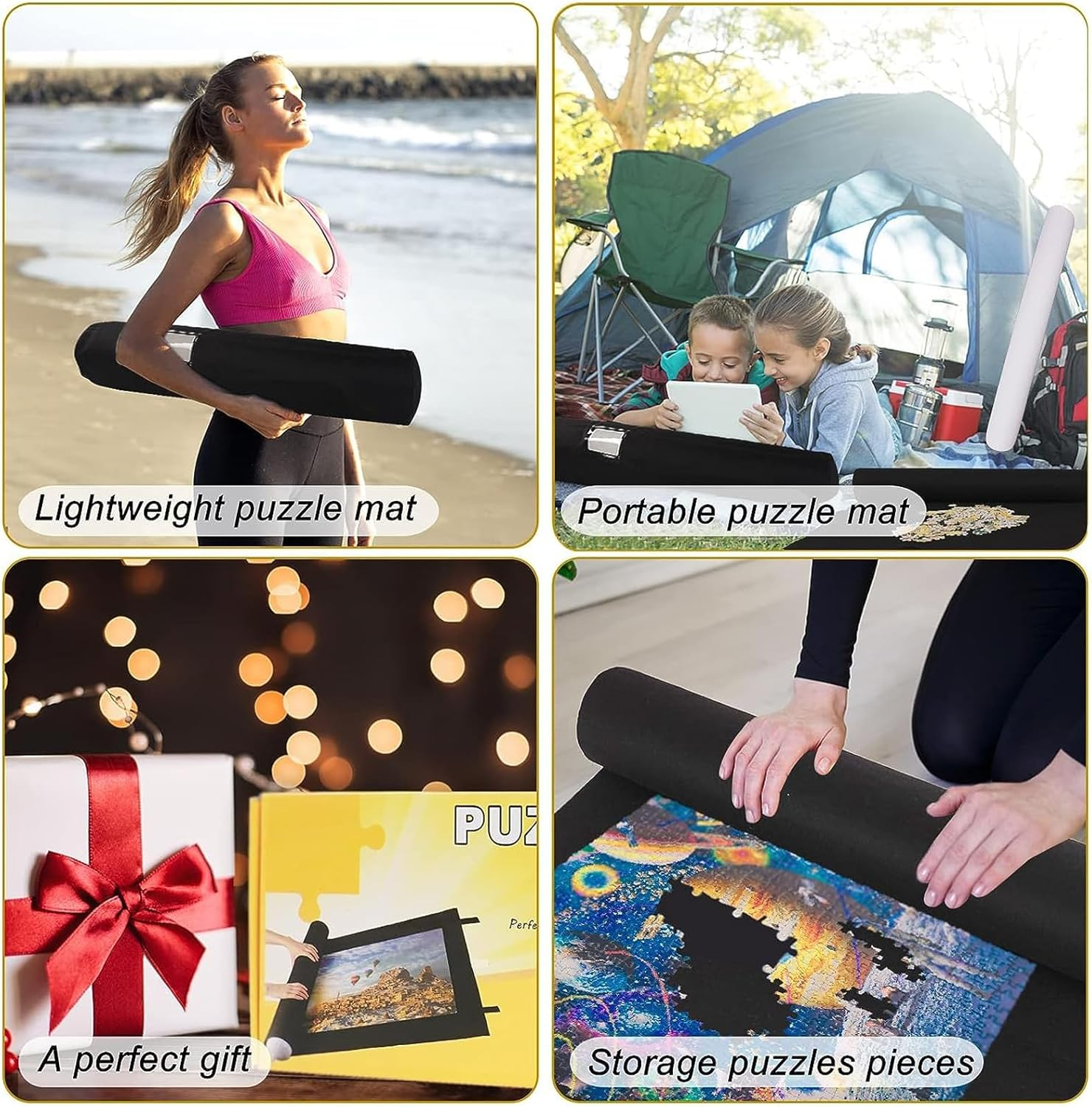 Jigsaw Puzzle Mat Roll up - Portable Felt save Mat for Puzzles Storage and Organize (26X46 Inch, up to 1500Pcs) image number 4