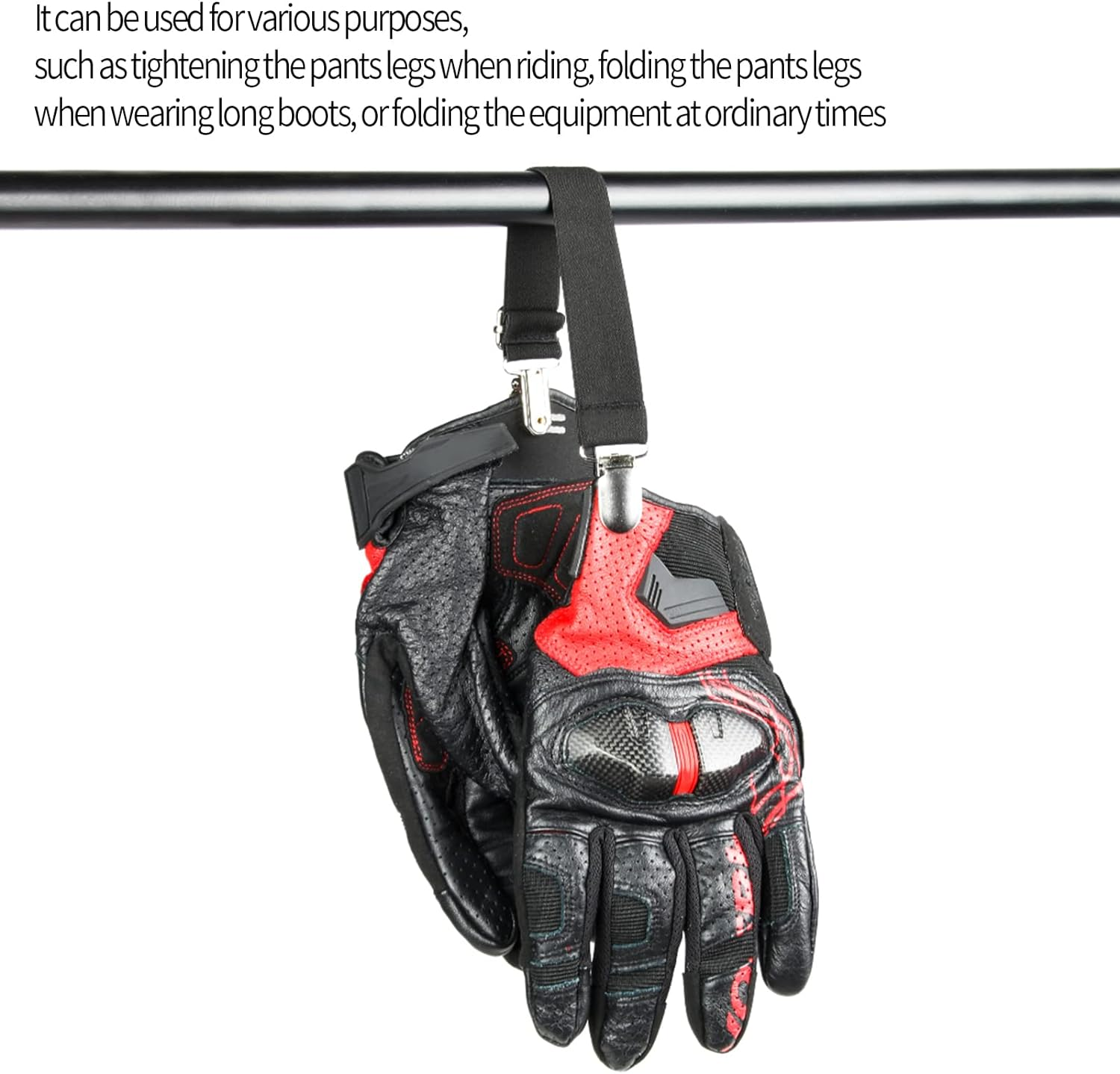 Motorcycle Pant Leg Clamps, Adjustable Boot Straps Clips Pant Stirrups Elastic Leg Straps for Women and Men Favors image number 6